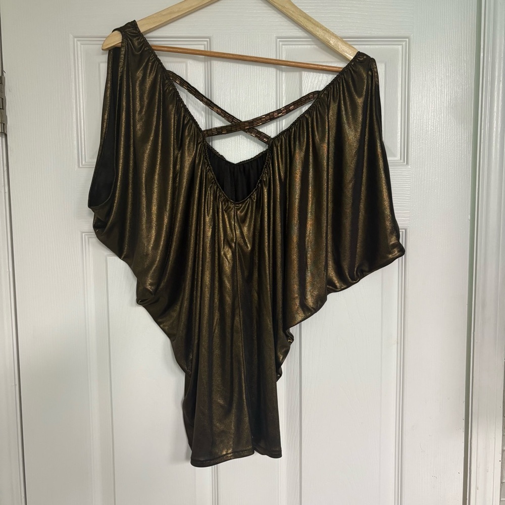 Guess Bronze Metallic Cold Shoulder Blouse Size‎ Small